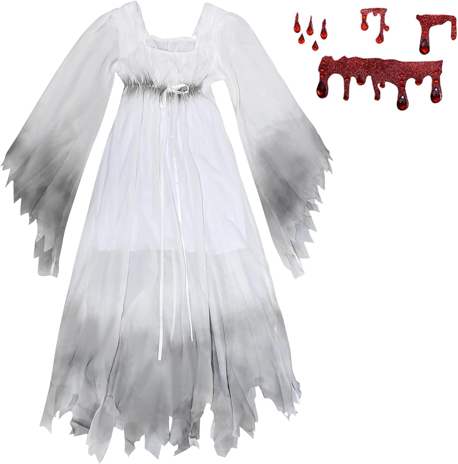 ATAMET Women Gossamer Ghost Costume Gothic Victorian White Fancy Dress - Image 4