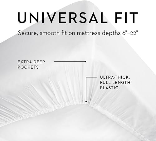 Miniatura 7 de Mayran Linen Juego de sábanas de 800 hilos con patrón sólido de 15 a 18 pulgadas de profundidad, 100% algodón de fibra larga, suave y duradero,