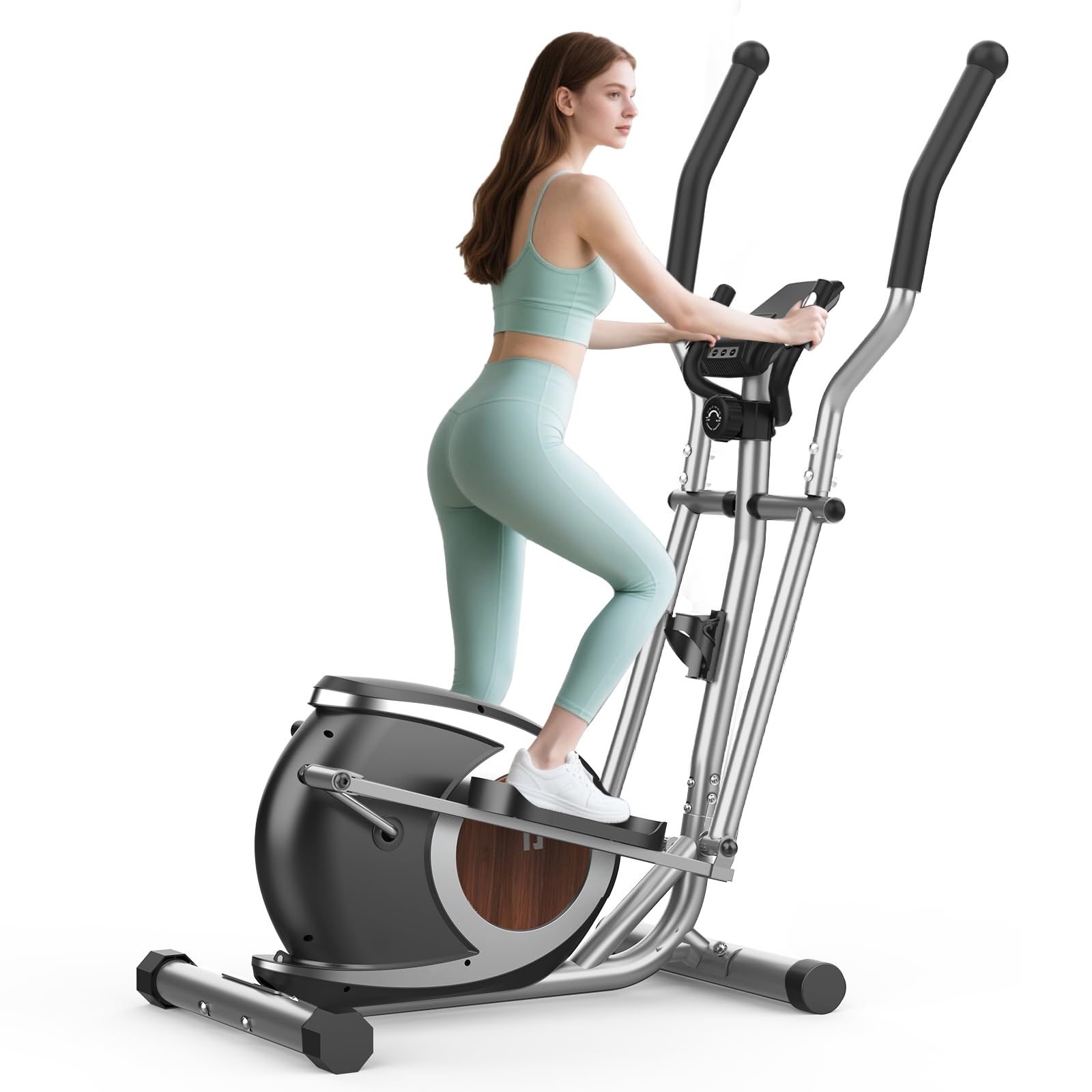 Crosstrainer für Zuhause, 16 Widerstandsstufen Ellipsentrainer mit Bluetooth APP-Connect und LCD-Display, Pulsmessung, Heimfitness Elliptical Stepper