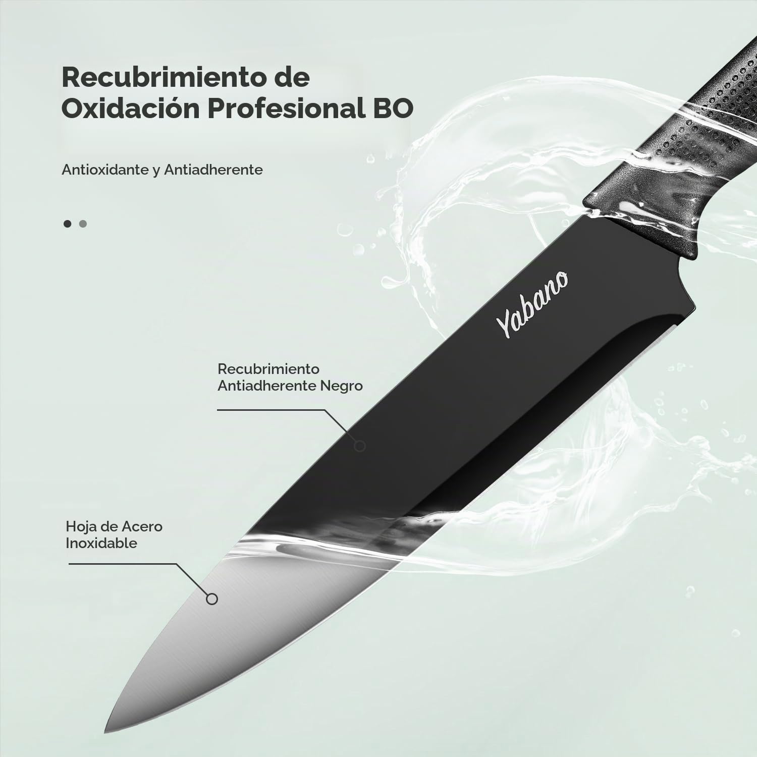 Yabano Juego de Cuchillos de Cocina, Juego de Bloque de Cuchillos de Cocina de Acero Inoxidable de 14 Piezas con Afilador Incorporado, Negro