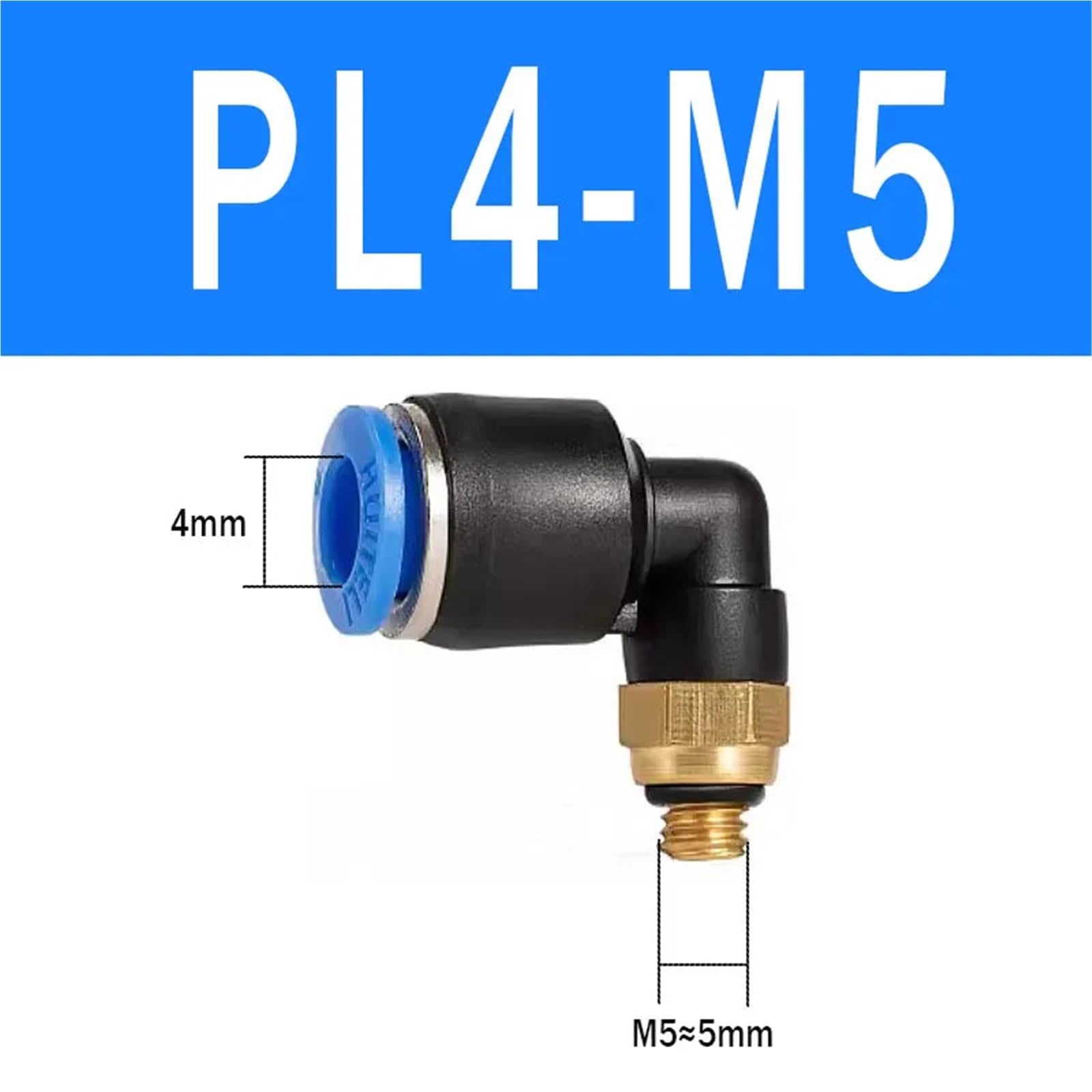 Conector rápido neumático PL, codo roscado PL6-01/8-02/8-04/10-02/12-03, accesorio de manguera de aire, 10 unidades(PL4-M5)