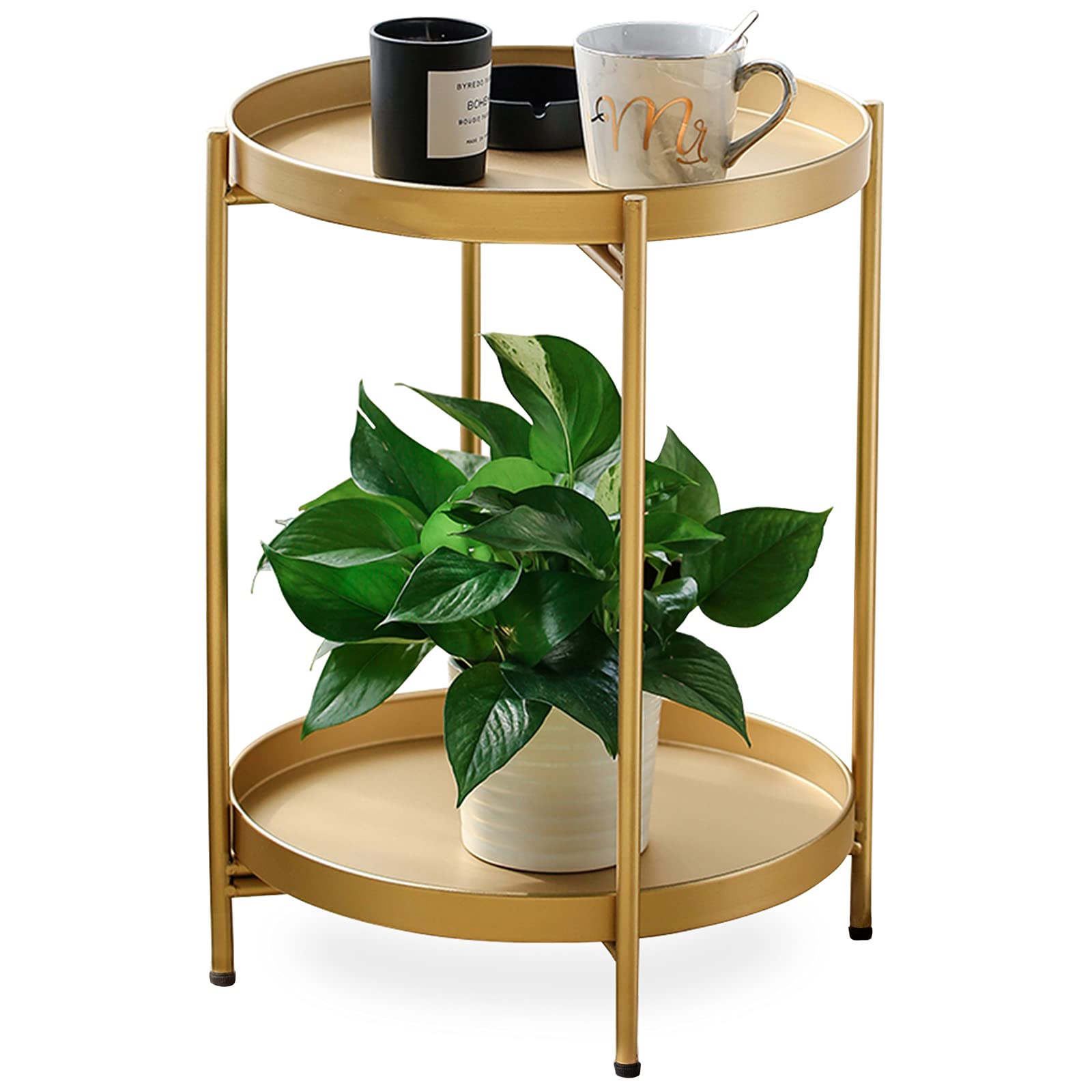 FUNME Gold Folding End Table 