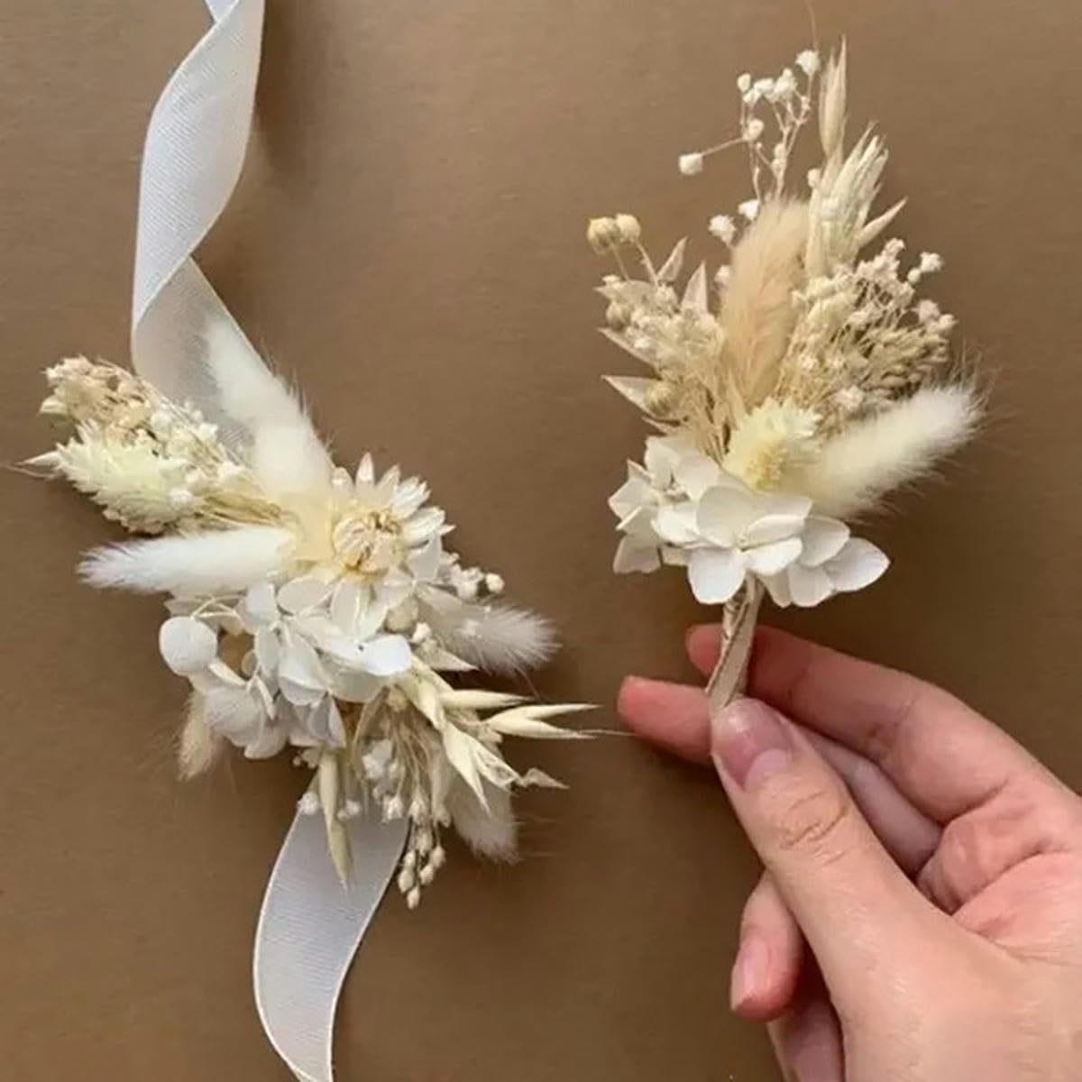 Mini ramo de flores secas hecho a mano para novia, novio, boutonniere, muñeca, flores, damas de honor, decoración de boda, suministros para fiestas