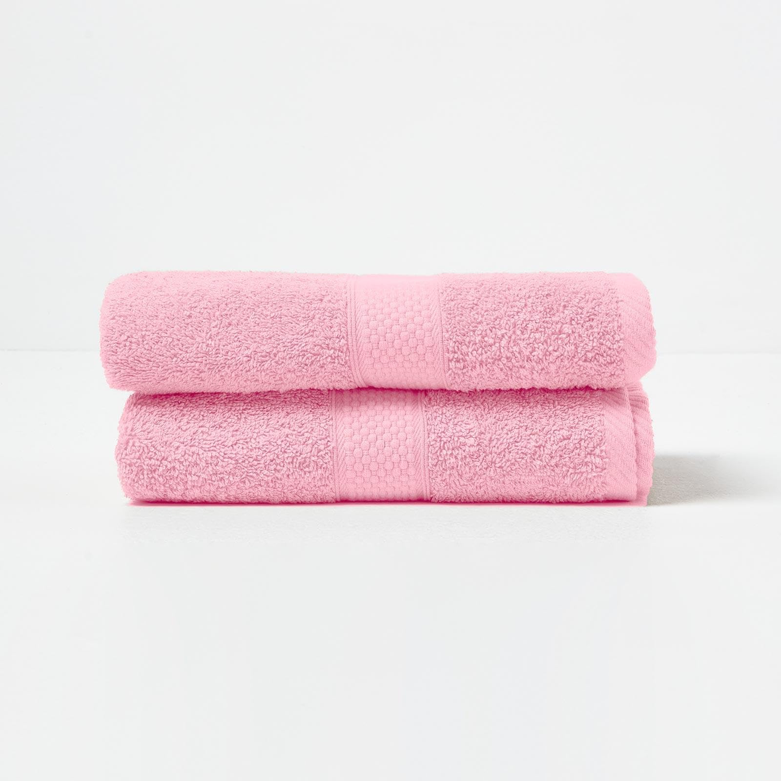 HOMESCAPES Pink Turkish Cotton Set of 2 Hand Towels Super Soft Thick & Absorbent 500 GSM Towel Heavy Weight for everyday Luxury