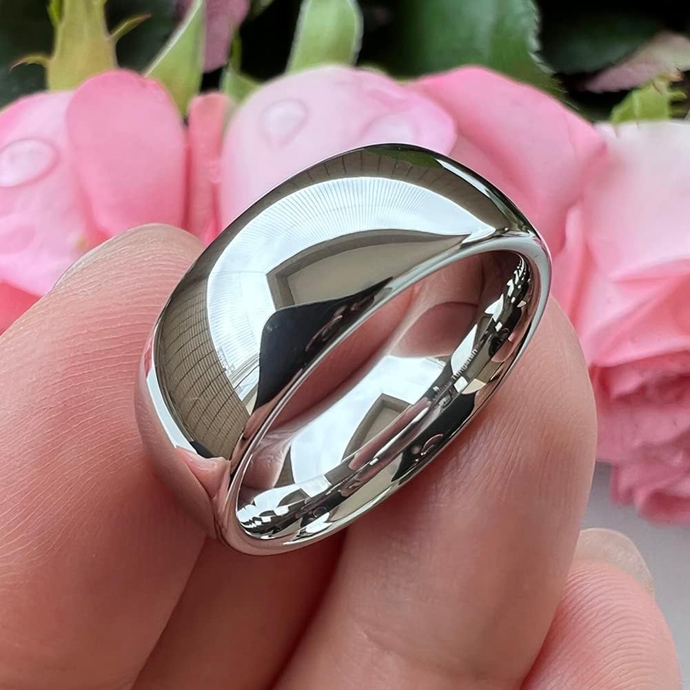 4mm 6mm 8mm 10mm Silver/Gold/White Tungsten Rings for Men Women Couple Fashion Jewelry Anniversary Engagement Wedding Bands Domed Polished I Love You Engraved Comfort Fit - Image 4