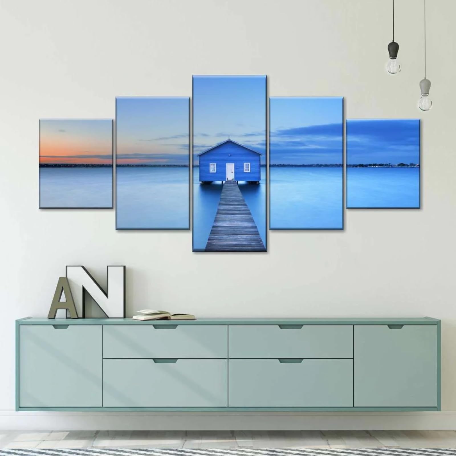 RFSHOPCanvas Paintings Wall Art 5 Pieces Matilda Bay Boathouse Posters Canvas Art Painting Poster Wall Decor Mural Gifts (Frameless)