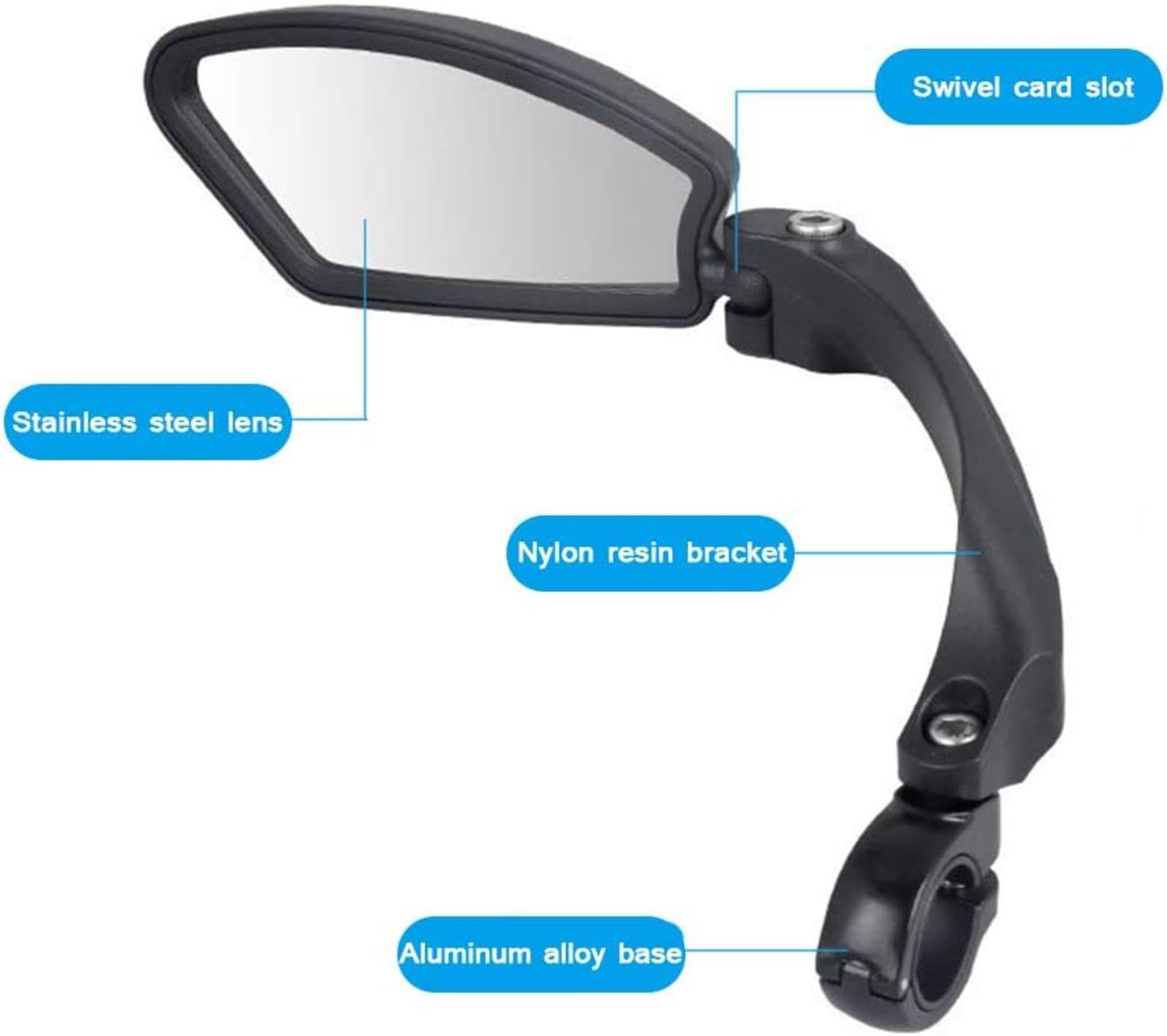 Specchietto per Manubrio Bici, Lente In Acciaio Inossidabile Resistente Ai Graffi HD, Specchietto Retrovisore Sicuro per Bicicletta Regolabile e Ruotabile,1Pair