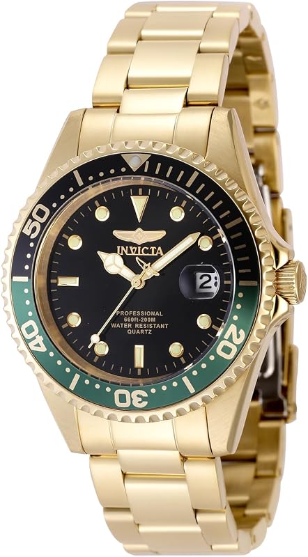 Pro Diver Hombres 37,5 mm Acero inoxidable Oro Esfera negra PC32 Cuarzo