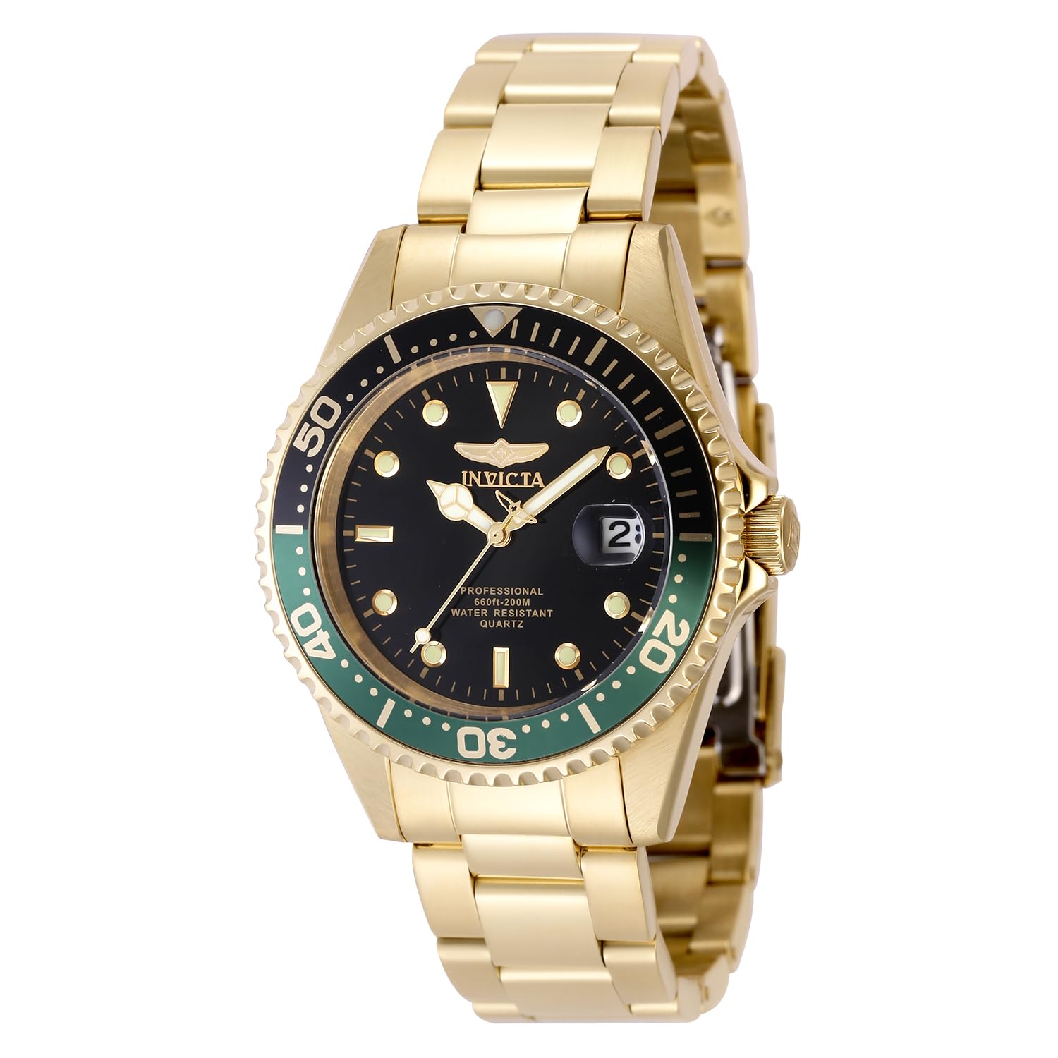 Invicta Pro Diver Men 37.5mm Stainless Steel Gold Black dial PC32 Quartz