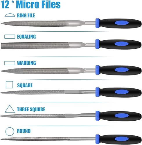 Miniatura 5 de Preciva Juego de archivos de 18 piezas, juego de archivos multiusos de acero de alto carbono 18 en 1, incluye 4 limas grandes