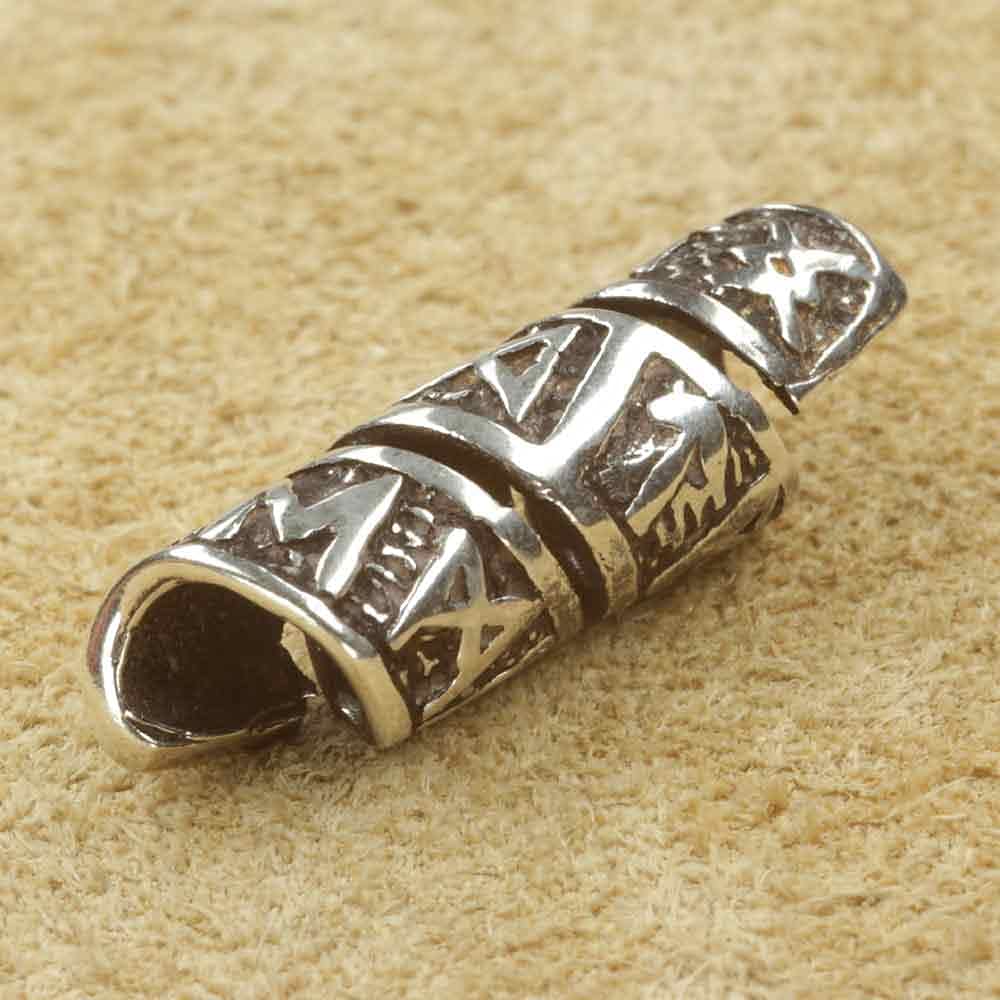 Runen Bartschmuck 925 Sterling Silber Wikinger Bartperle Haarperle Damen Herren