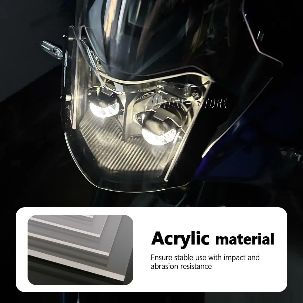 Motorcycle Acrylic Headlight Cover Protector Fits for Yamaha T7 Tenere 700 Tenere700 Rally 2025 Front Head Light Guard Cover Protection (Transparent)
