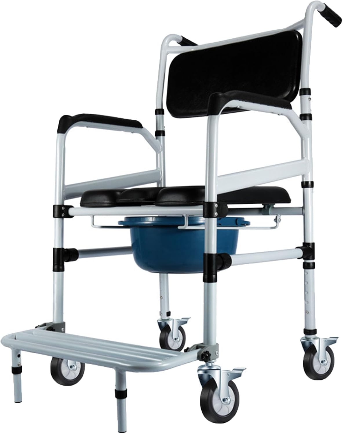 Bedside Commode Chair for Elderly, Versatile 3 in 1 Shower Chair with Arms and Back, Raised Toilet Seat with Removable Commode, Adjustable Leg Height, Non-Slip Seat, 100 KG Capacity