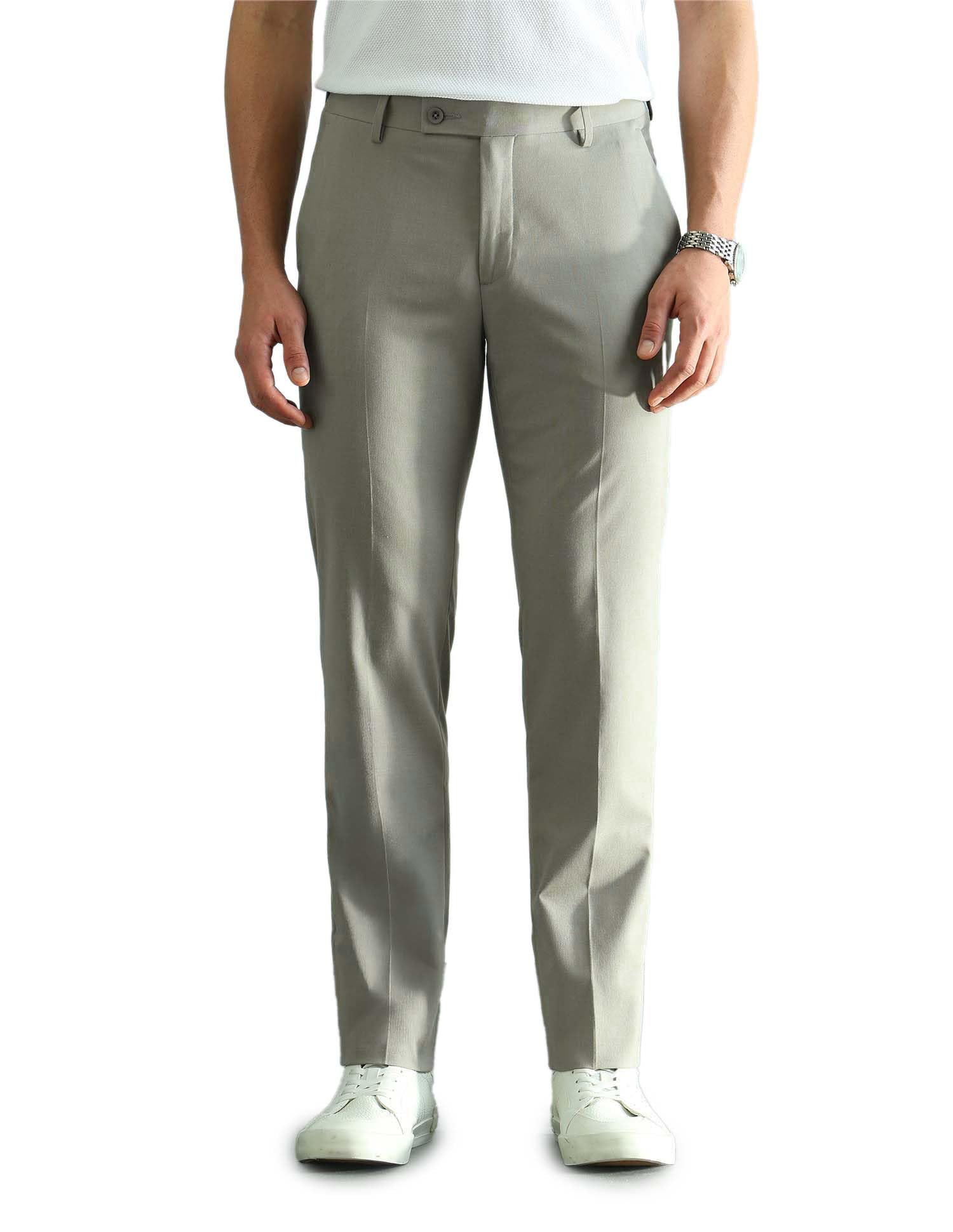 arrow Men's Solid Slim Fit Formal Trousers-picture-16