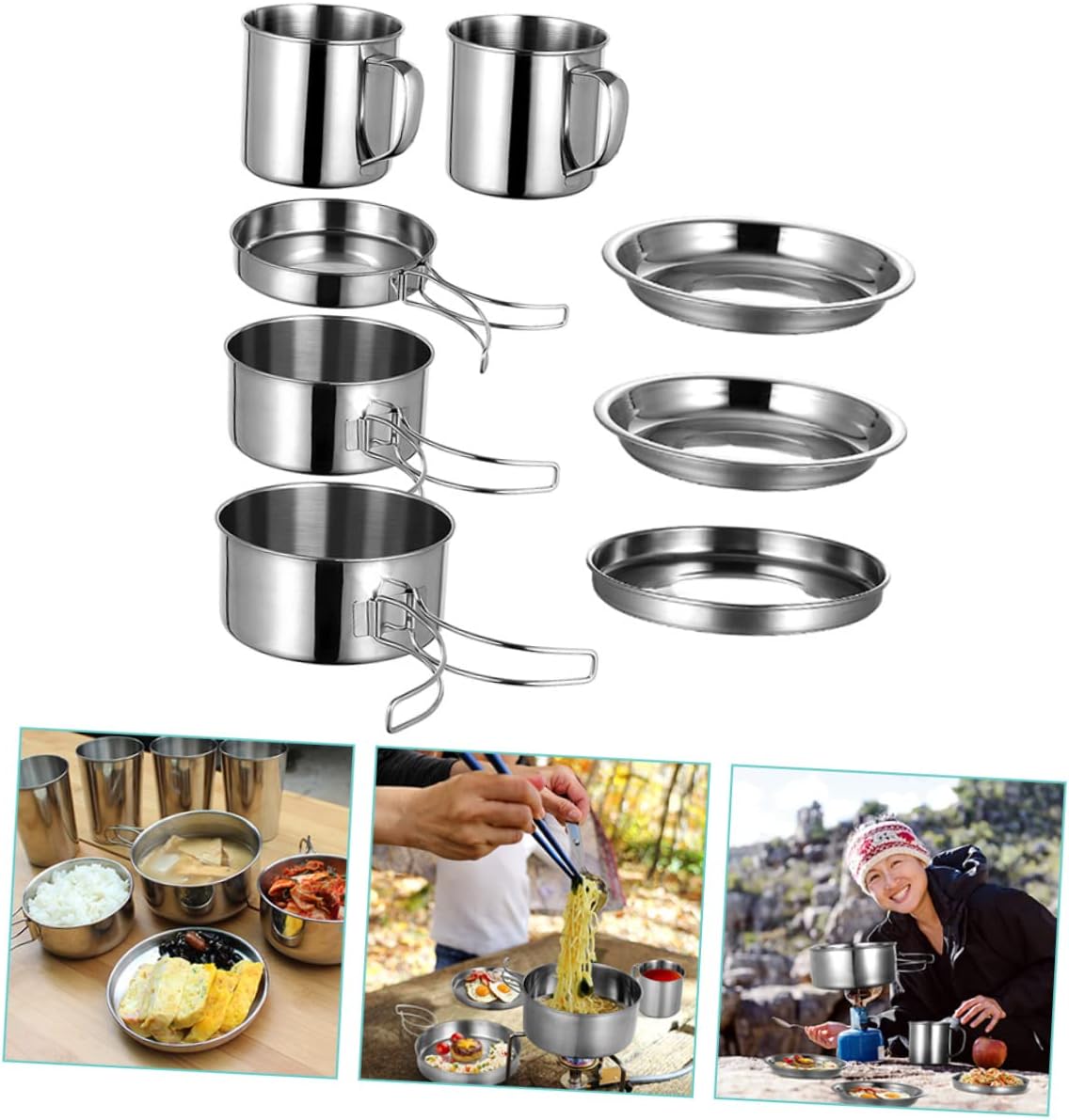 Outdoor Cooking Tool Portable Pot Camping Cooking Pan Picnic Cookware Kit Versatile for Hiking BBQ Camping