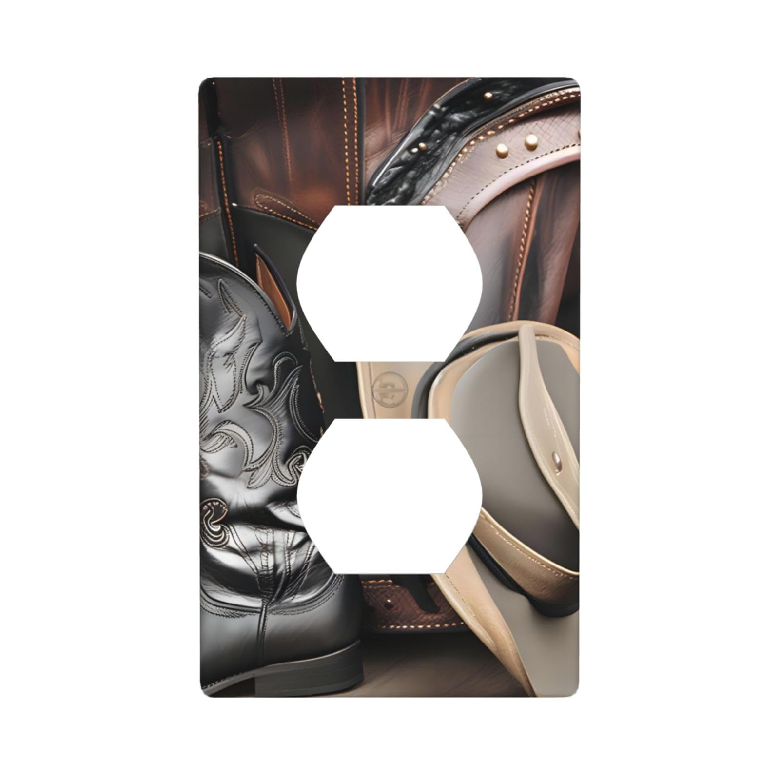 Cntdbu White Cowboy Black Hat Western Boots Unbreakable Polycarbonate Switch Plate-1 Gang Screwless Wall Plate For Home Office