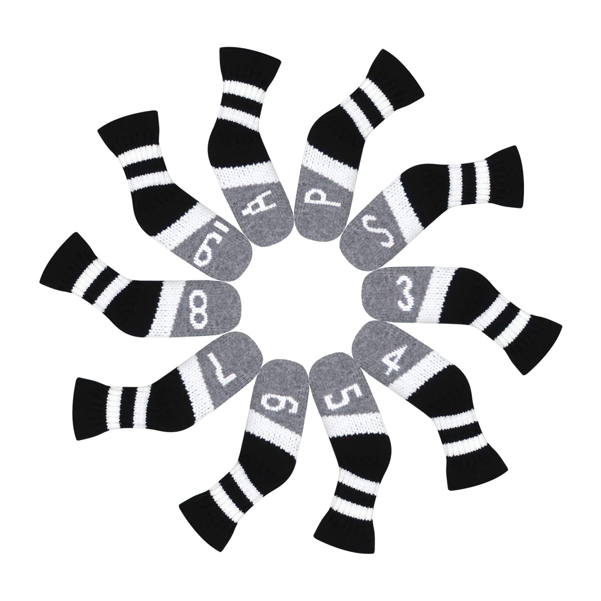 Scott Edward 10Pcs Golf Club Kopfbedeckungen für Eisen Niedlichkeit Grundsätzlich Socken Form Waschbare Durable Golf Club Kopfschutz Doppelseitiger Strick für Alle Marken Callaway, Ping, Taylormade