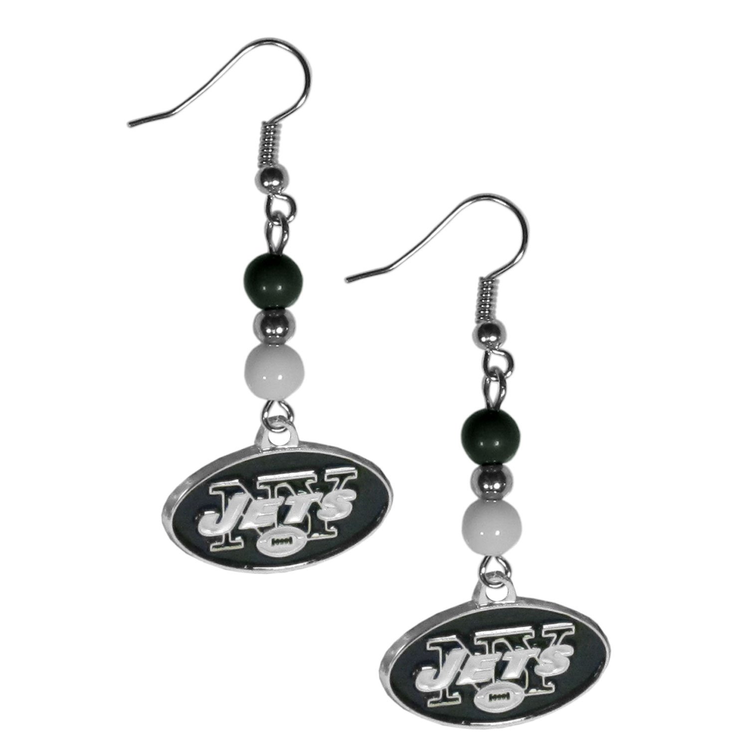 NFL Siskiyou Sports Womens New York Jets Fan Bead Dangle Earrings One Size Team Color