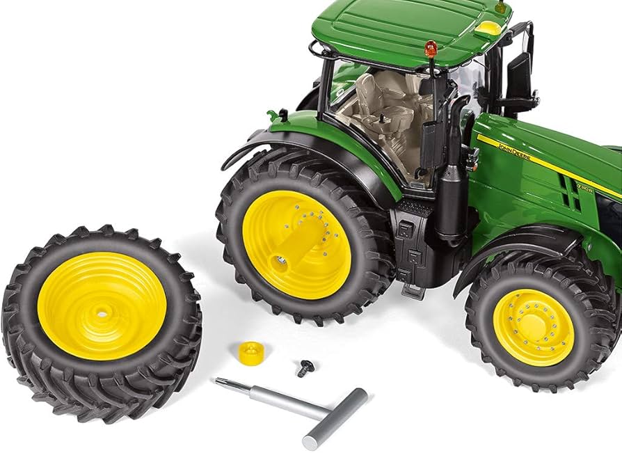 Wiking 077846 John Deere 7310R Model Tractor with Twin Tyres, 1:32