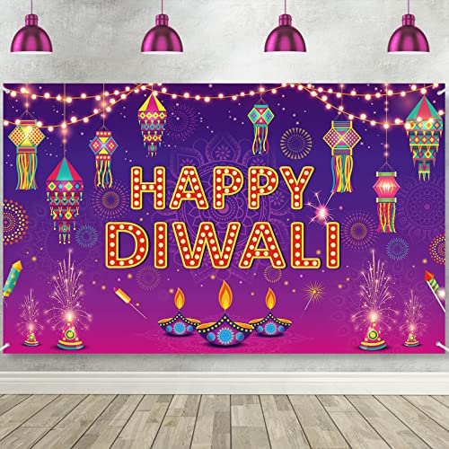 Happy Diwali Backdrop Banner Decorations 73 * 43 Inch Happy Diwali Banner Rangoli Lantern Photography Deepavali Photography Background for Outdoor Home Indian Festival of Lights Party Supplies