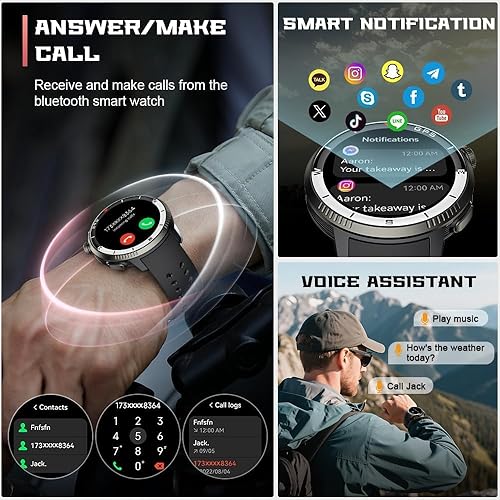 Miniatura 3 de Reloj inteligente militar (respuestahacer llamadas), reloj inteligente GPS para hombres y mujeres, pantalla AMOLED HD de 1.43 pulgadas, seguimiento