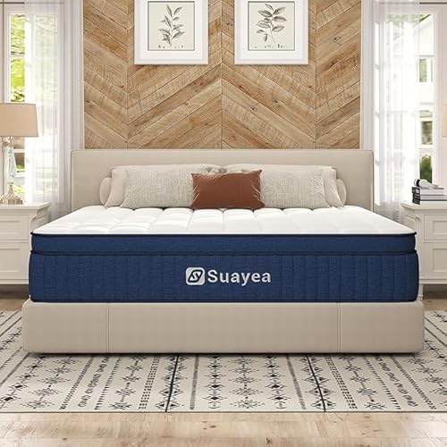 Full Mattress, SUAYEA 10 Inch Full Size Mattress in a Box, Hybrid Mattress Full Size, Ultimate Motion Isolation with Gel Memory Foam and Pocket Spring, Medium Plush Mattress, Edge Support