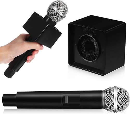 Micrófono falso de plástico para juguete, micrófono falso de simulación de habla, micrófono con estación de bandera de micrófono, micrófono