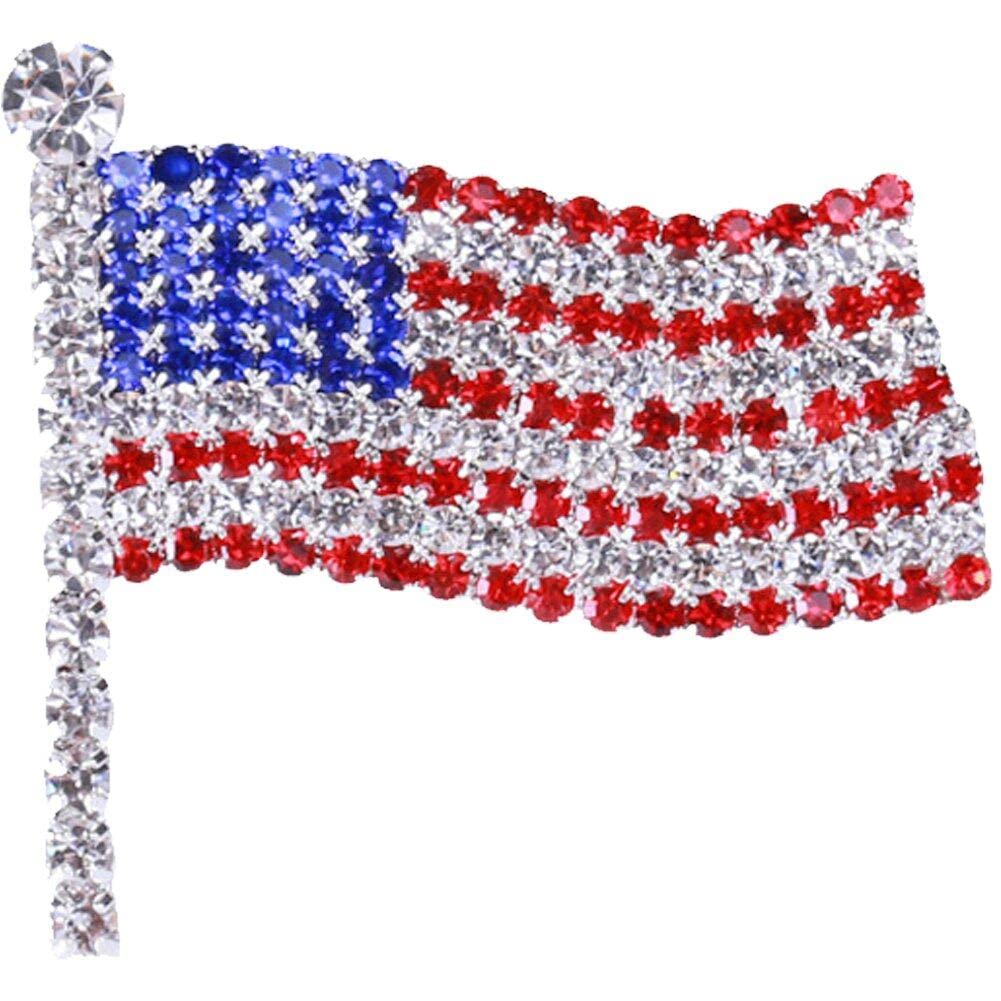 Casiler Style 3 Rhinestone American Flag Brooch Elegant Sparkling Flag Brooch Lapel Pin Badges For Showcasing Patriotism