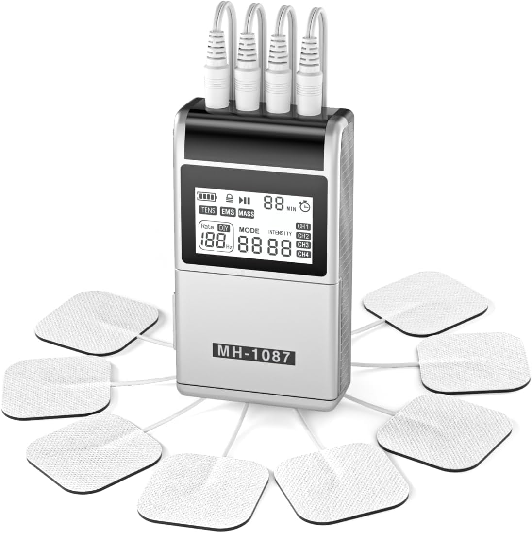 TENS EMS Muscle Stimulator Unit, 48 Modes 4 Outputs with 16 Electrode Pads (2″x2″) for Pain Relief in Shoulder, Neck, Back & Sciatica, Electronic Pulse Massager for Physical Therapy TENS EMS Muscle Stimulator Unit, 48 Modes 4 Outputs with 16 Electrode Pads (2″x2″) for Pain Relief in Shoulder, Neck, Back & Sciatica, Electronic Pulse Massager for Physical Therapy