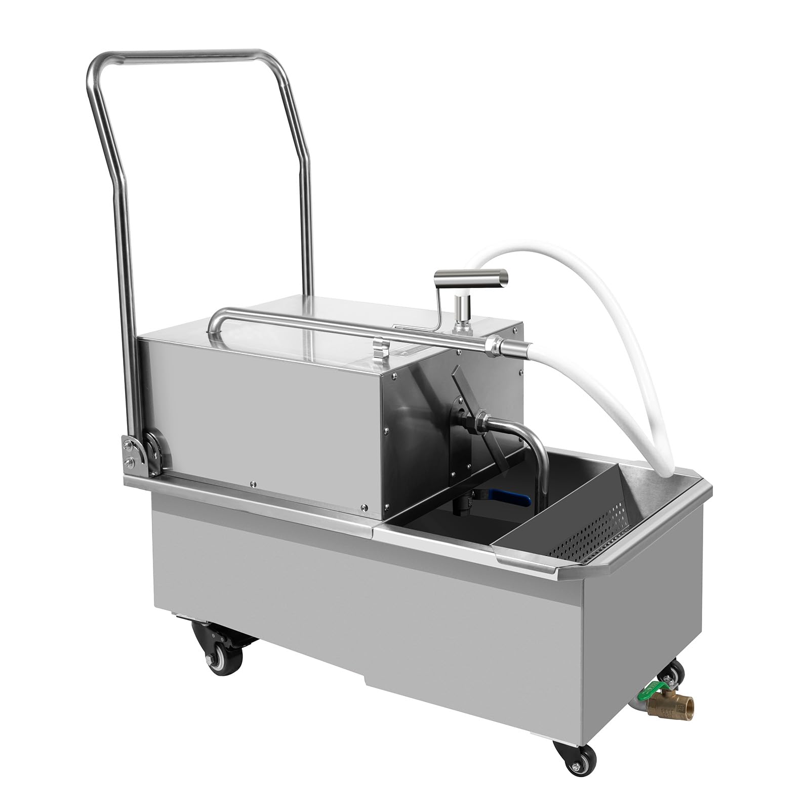 Mobile Fryer Filter, 55L Commercial Fryer Oil Filter Cart Machine Fried Filtration System w/8.45Gal/min Flow Rate for Soybean Oil, Vegetable Oil, Mixed Oil, Animal Oil