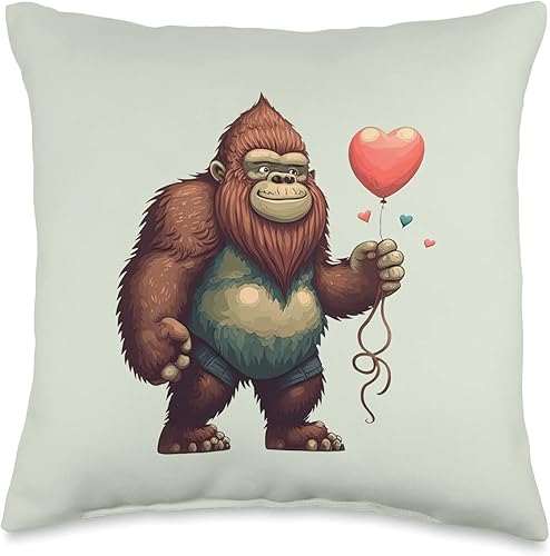 Cute Bigfoot Costume Funny Kids Adults Design Co Bigfoot - Cojín de corazón para el día de San Valentín para niños con diseño de corazón 16 x 16