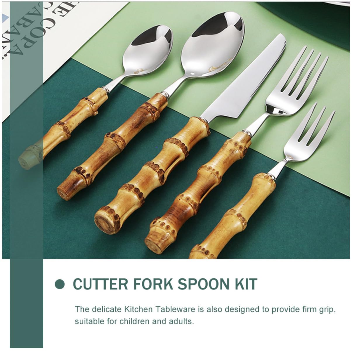 Amosfun 3 Set Set di posate in gadget ciotole da tavola cutlery set kit taglierino cucchiaio posate per cibo occidentale Acciaio inossidabile