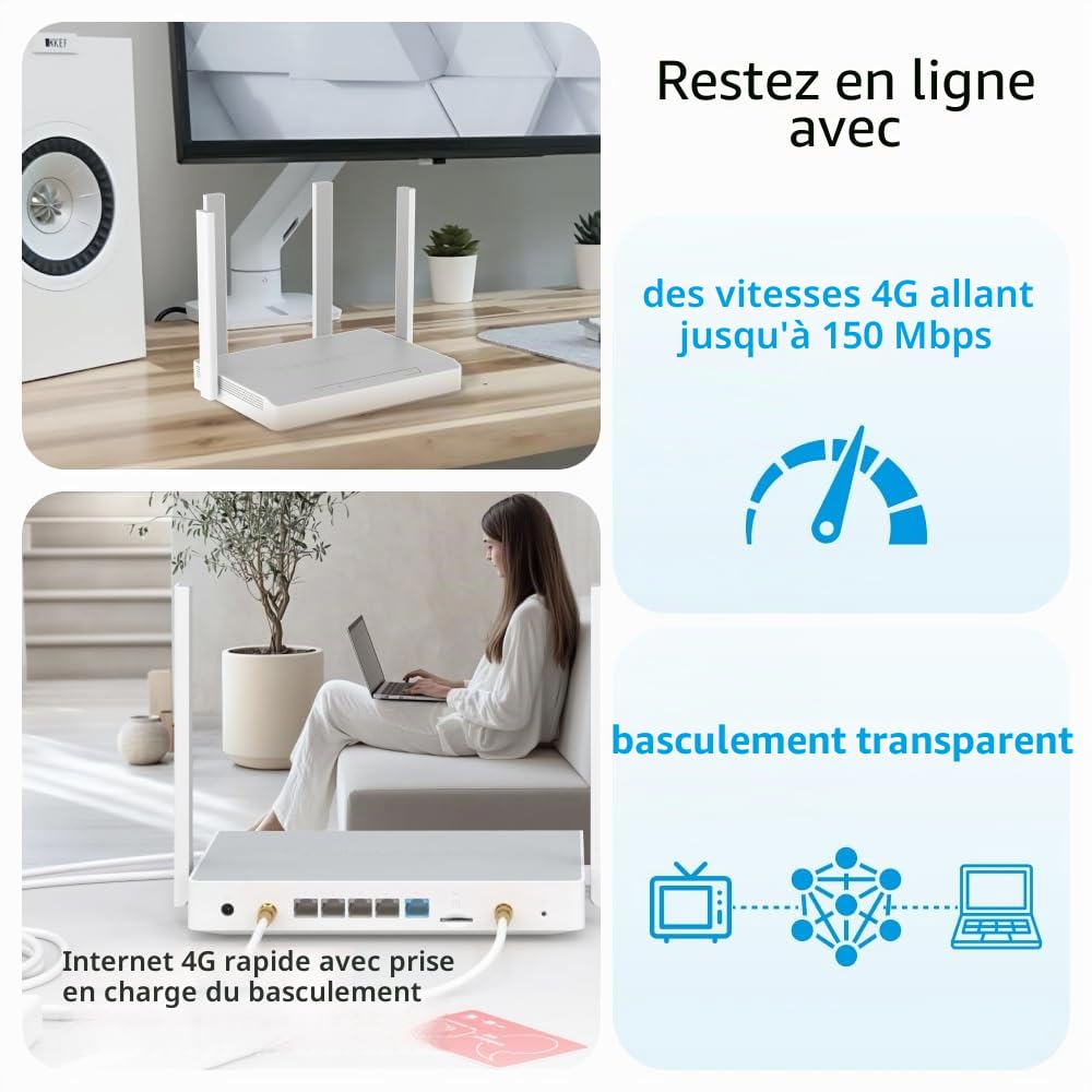 Keenetic Runner 4G (Version Allemande) Modem-routeur 4G Wi-FI maillé N300 avec commutateur Intelligent 4 Ports