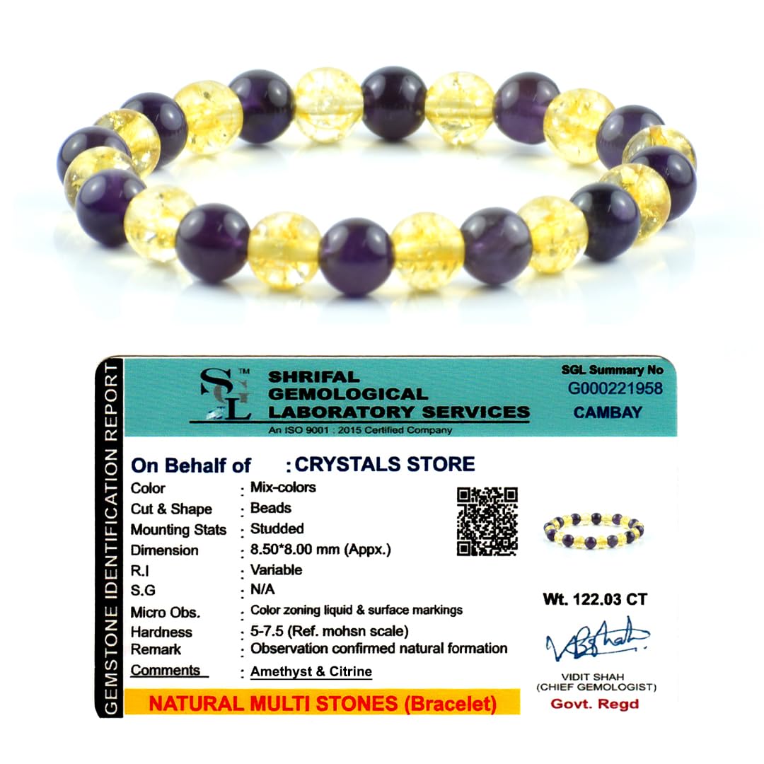 See full amazon price history chart for Real Crystal Amethyst Citrine Combination Bracelet - 8MM Rasa Ratna Bracelet, Healing and Balance, Elegant Jewelry for Men and Women (Lab Certified) Real Crystal Amethyst Citrine Combination Bracelet - 8MM Rasa Ratna Bracelet, Healing and Balance, Elegant Jewelry for Men and Women (Lab Certified) (B0D8HX7275) Amazon Price History, Amazon Price Tracker