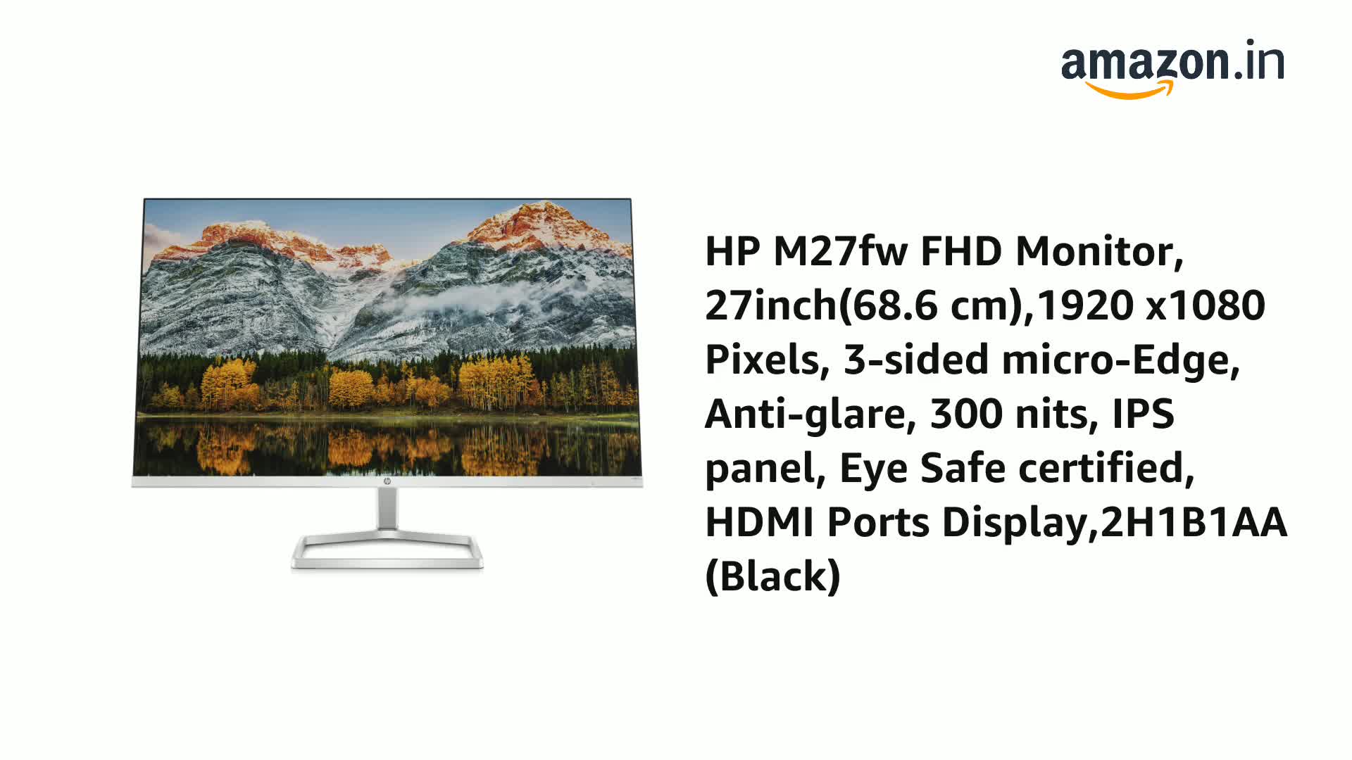 HPモニター　M27fw HP M27fw FHD Monitor, 27inch(68.6 cm),1920 x1080 Pixels, 3