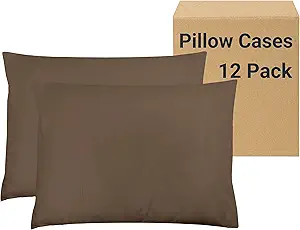 ZPECC Pillow Cases King Size Set of 12, 20x36 Envelope Closure Pillowcases, Soft Plain Brushed Microfiber Covers Hypoallergenic Breathable, Brown