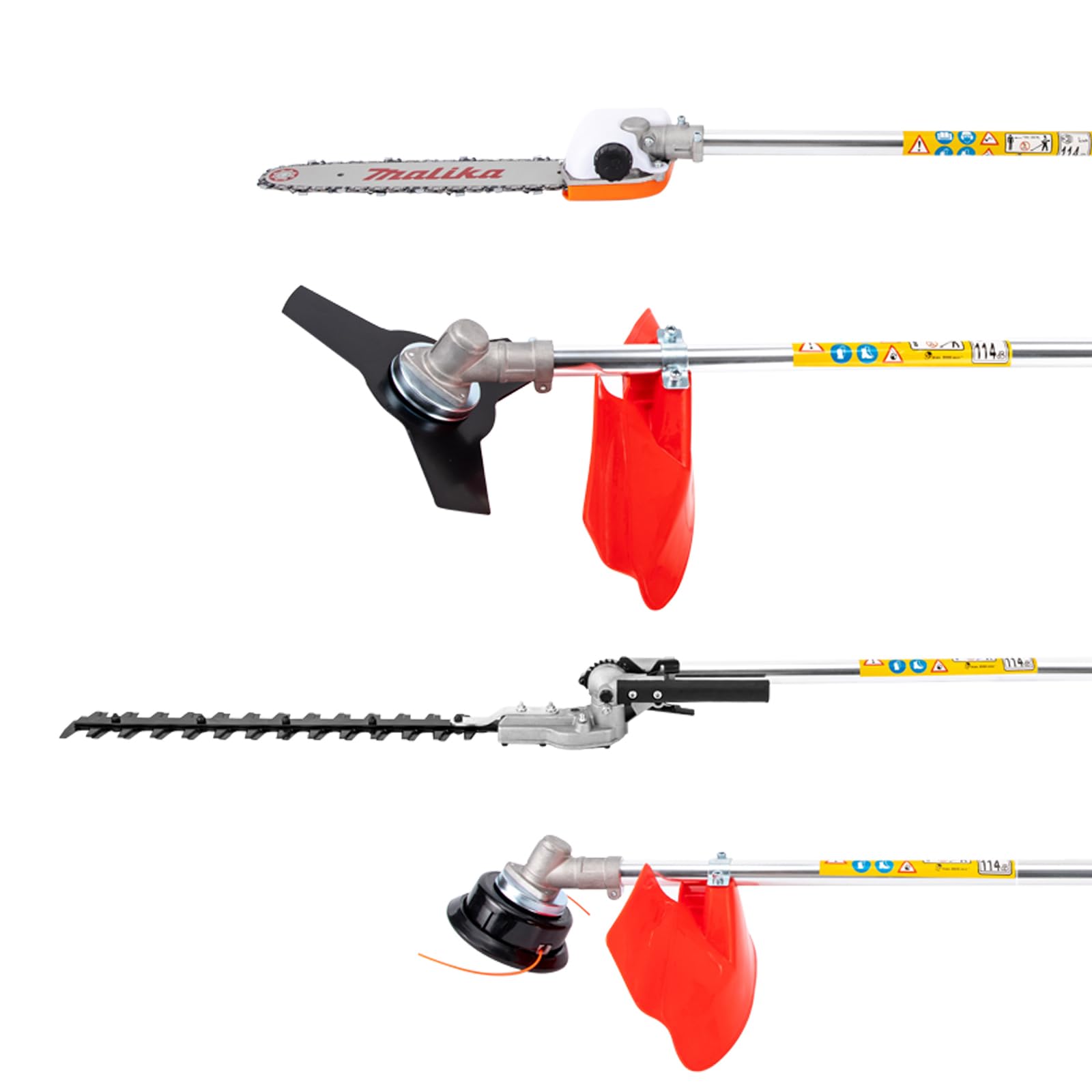 Desbrozadora de gasolina, 2 tiempos, 4 en 1, multiherramienta, cortacésped, motosierra, cortasetos con correa para el hombro y gafas de protección