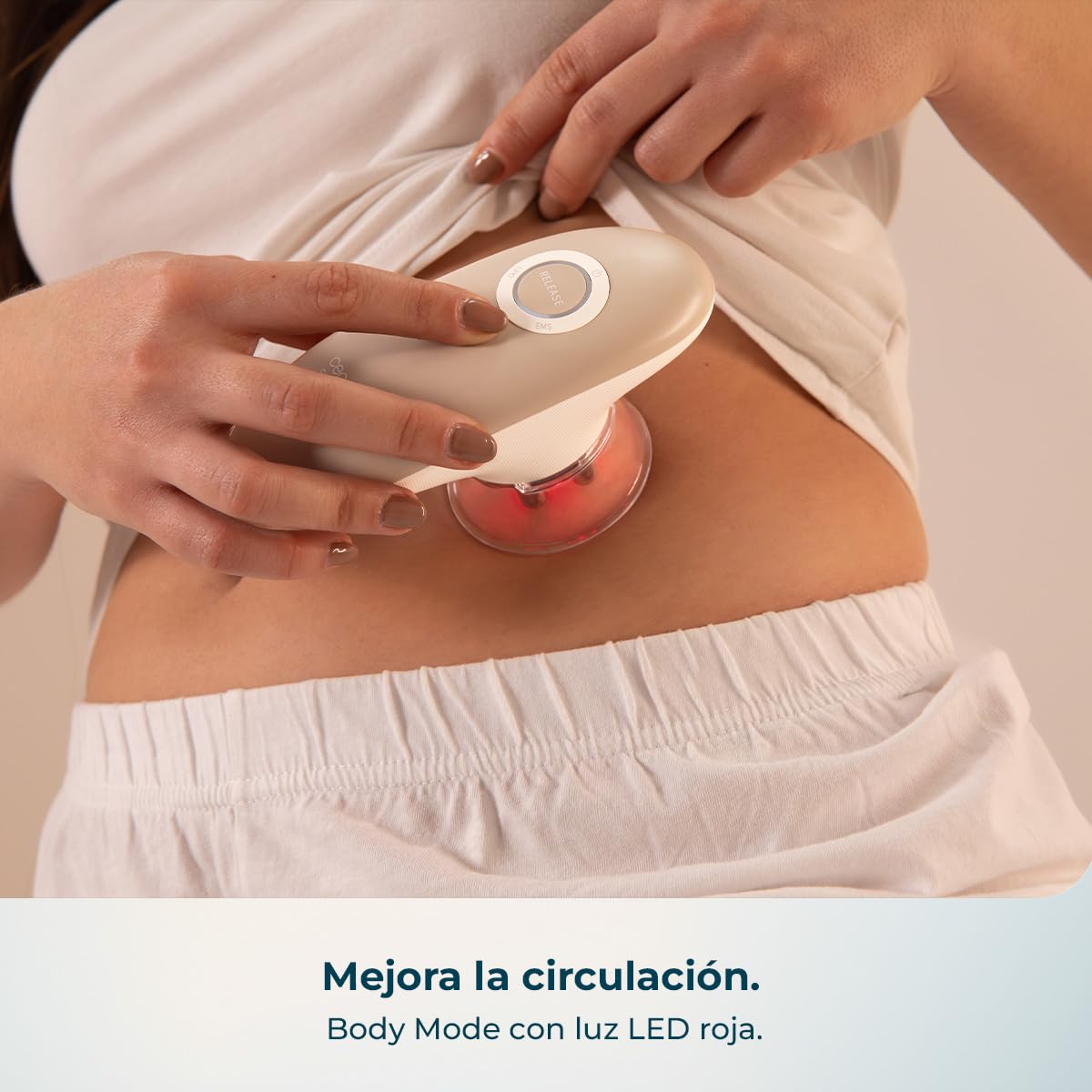 Cecotec Masajeador Corporal Anticelulítico SkinCare Push Up Suction EMS, Luz Roja, 2 Cabezales, 3 Intensidades, 60 min Autonomía