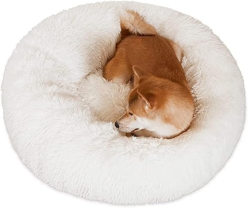 Cama calmante para perro, cama en forma de dona de 30 pulgadas, cama para perros y gatos, cama para perros y gatos, lavable a máquina, camas