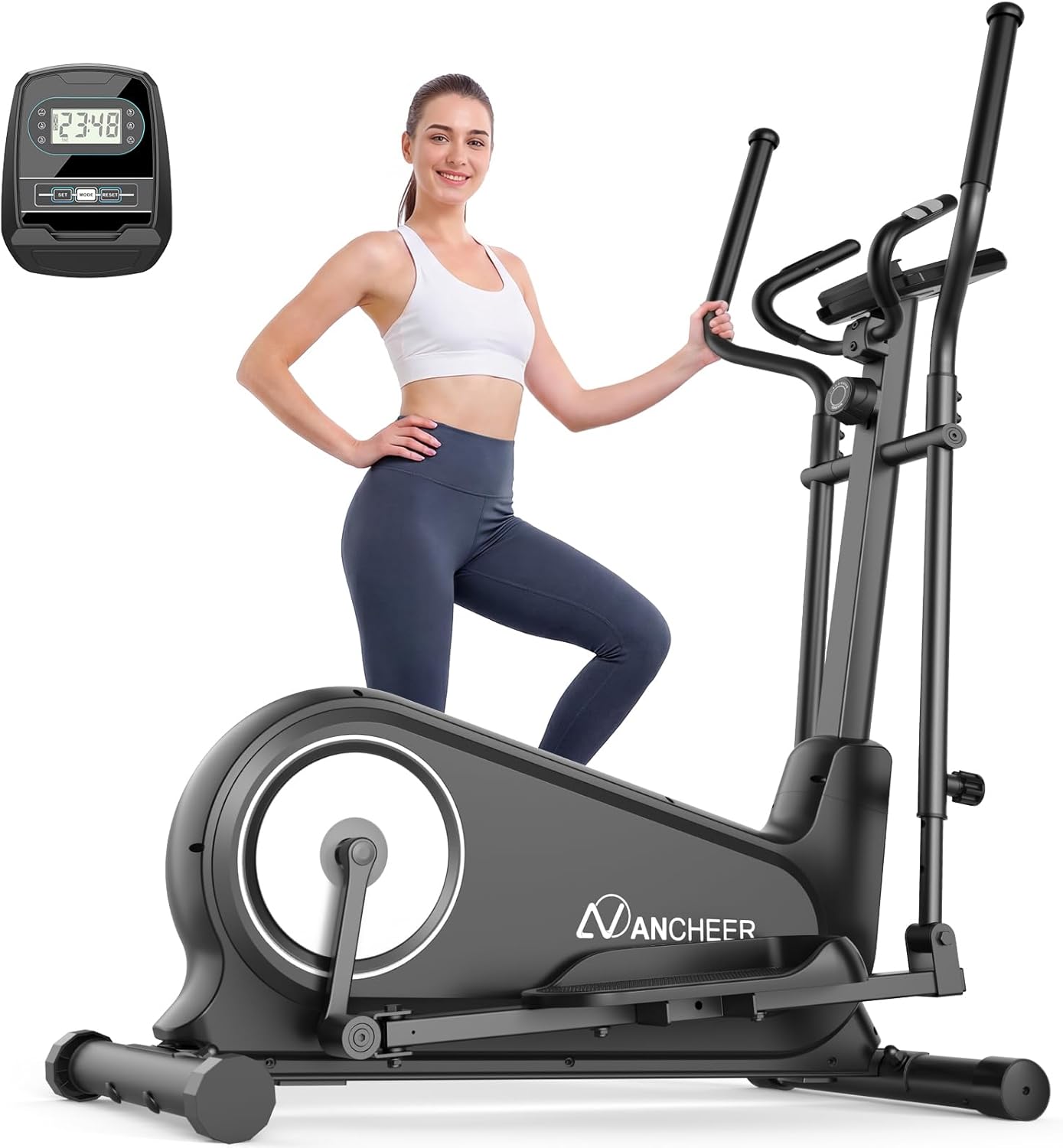 ANCHEER Elliptical Exercise Machine, Elliptical Trainer for Home Gym, Exercise Equipment 550Lbs Max Weight, Ultra-Silent Elliptical Machine, 16 Resistance Levels & Pulse Rate Grips