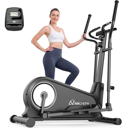 ANCHEER Elliptical Exercise Machine, Elliptical Trainer for Home Gym, Exercise Equipment 550Lbs Max Weight, Ultra-Silent Elliptical Machine, 16 Resistance Levels & Pulse Rate Grips