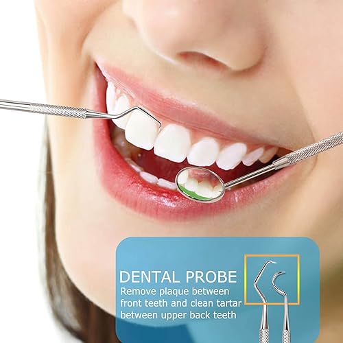 Miniatura 4 de 3 herramientas dentales, púas dentales profesionales para limpieza de dientes, removedor de placa de acero inoxidable 304 100% quirúrgico para