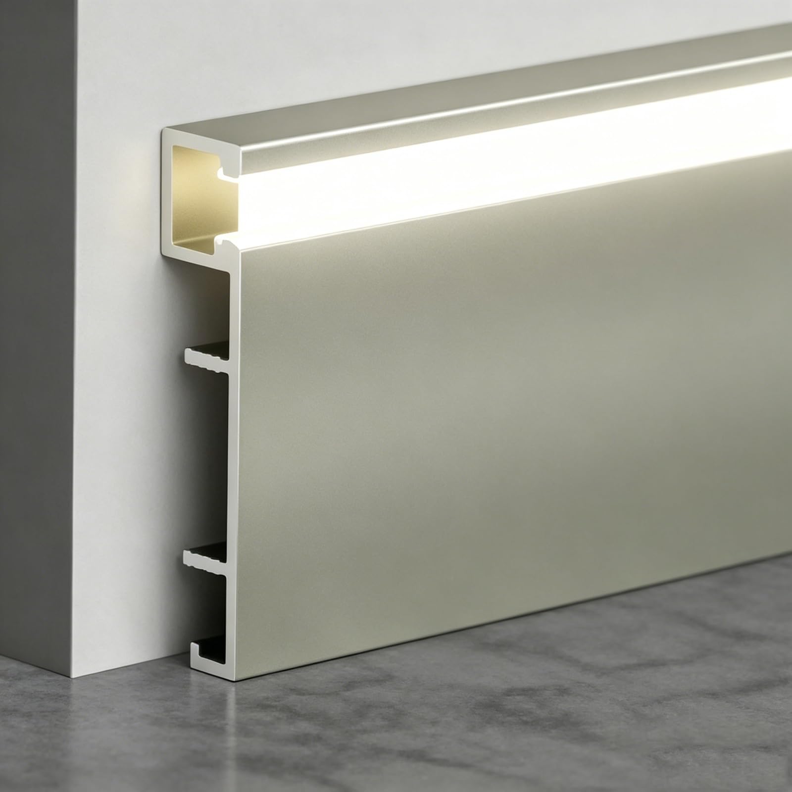 Apartment DIY Baseboard Trim, Customizable Indirect Lighting Wall Base Molding Trim for 10 Mm Led Strip, Floor Edge Protection Molding(C 8cm/3'',2.4m/7.9ft)