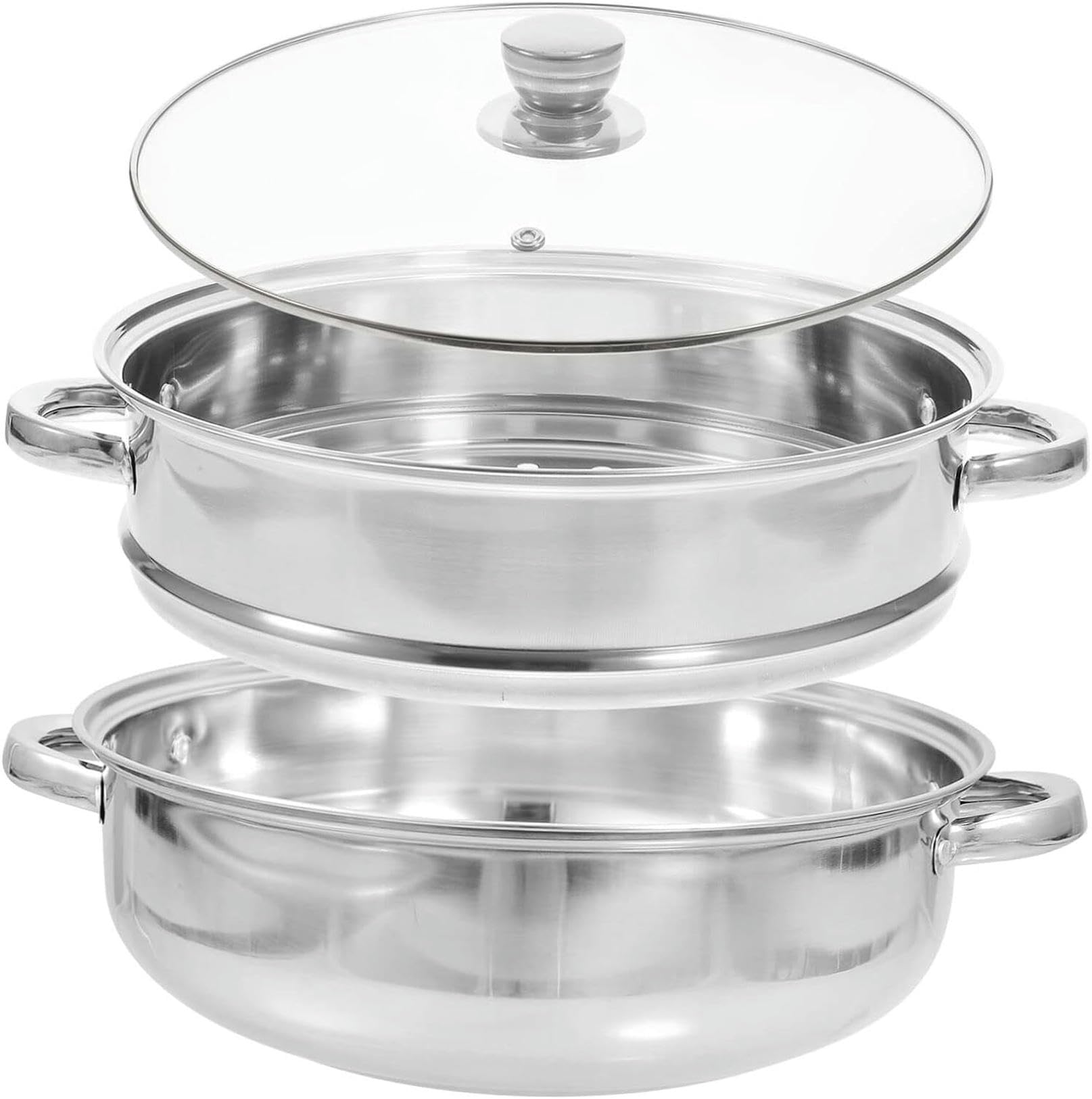 Cuiseur à vapeur double couche en acier de 28 cm pour une cuisson saine et rapide