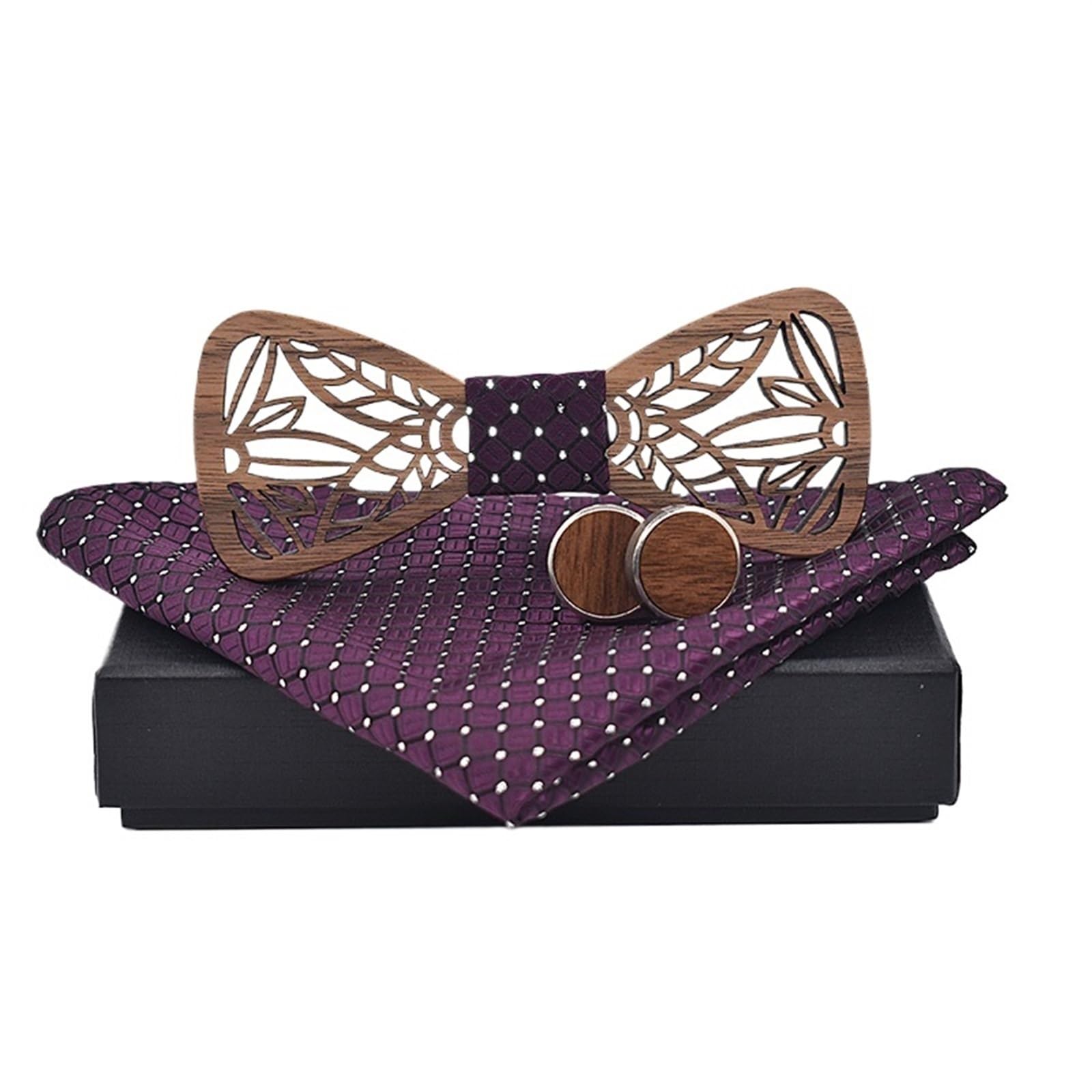 Conjunto de pajarita madera y corbata con pañuelo Pajaritas Hombre