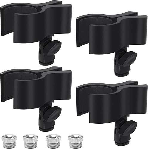 Clip de soporte de micrófono ajustable, 1 clip de micrófono de resorte de plástico, diámetro exterior del soporte de micrófono entre 1.260 in y