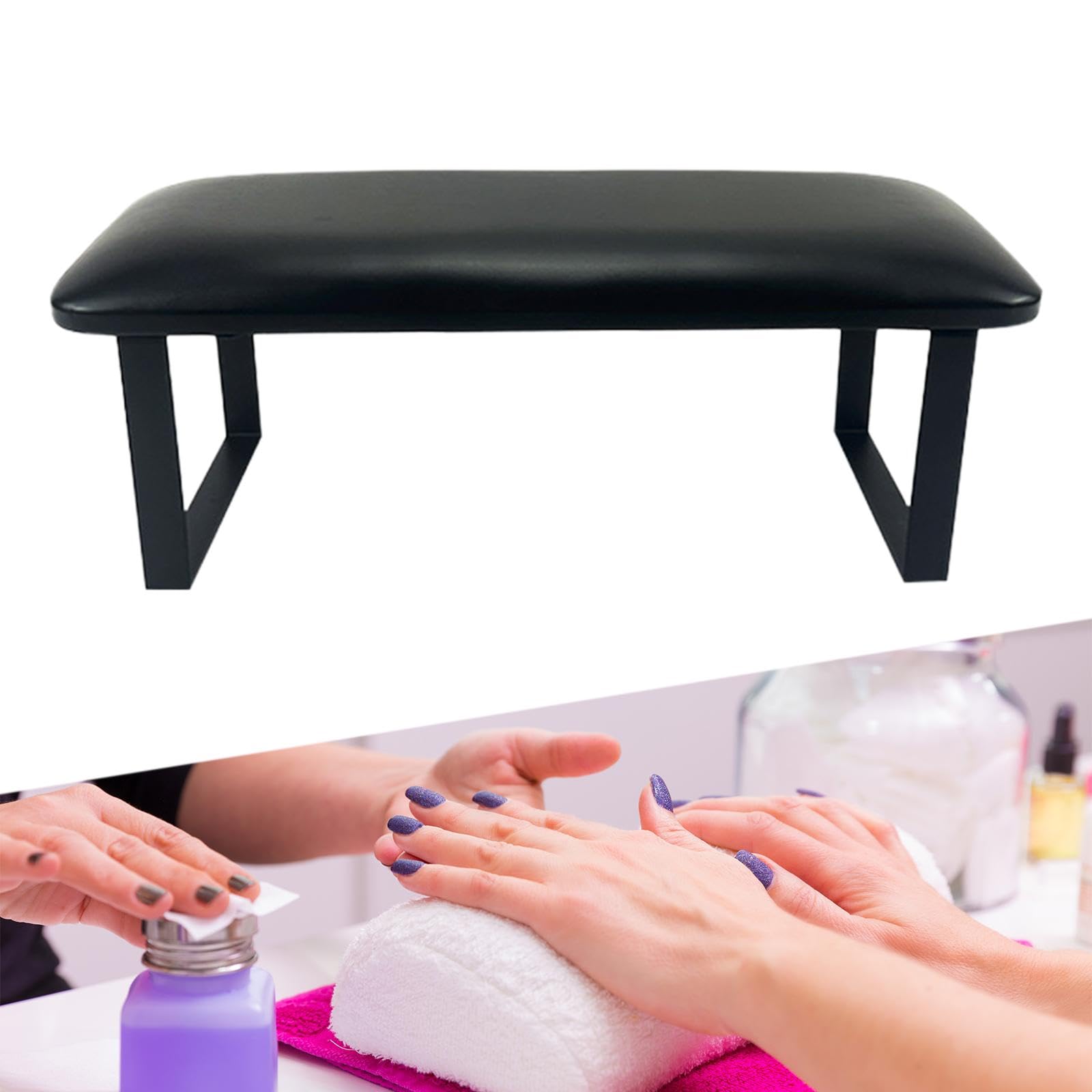 Sharplace Reposamanos para Manicura, Cojín para Uñas, Resistente Al Desgaste, Resistente Al Agua, Soporte Profesional para Reposamanos para Salón de Manicura en, Negro