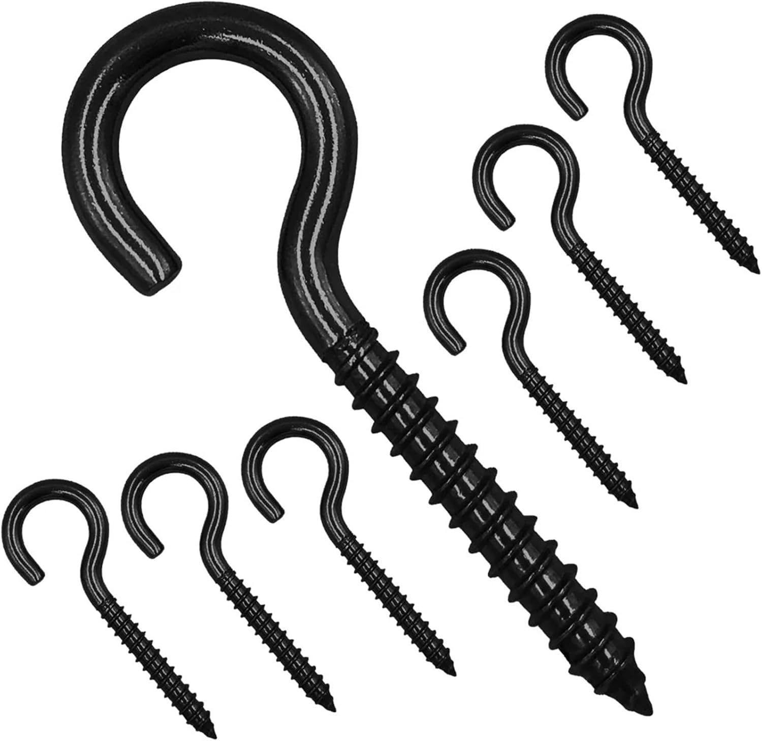 Screw Hooks 50pcs Screw Hooks Ceiling Cup Hook Black Zinc Plating Steel Screw Eyes for Hanging Lights Plant Hanger for Hanging(NO.5)