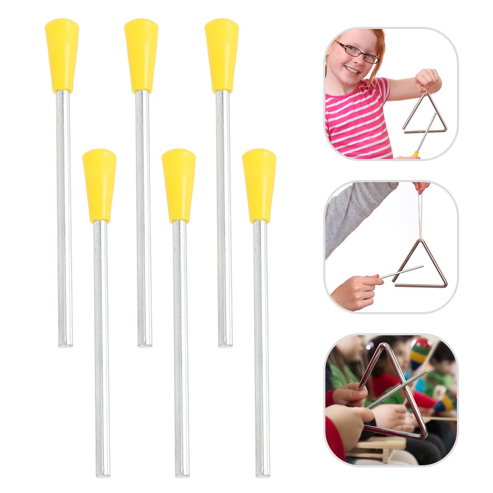 VICASKY 10 Palos de Hierro Triangulares, bateadores Triangulares de percusión de Metal, golpeadores de Metal para Instrumentos de percusión de Mano Triangulares, Triangular para Instrumentos