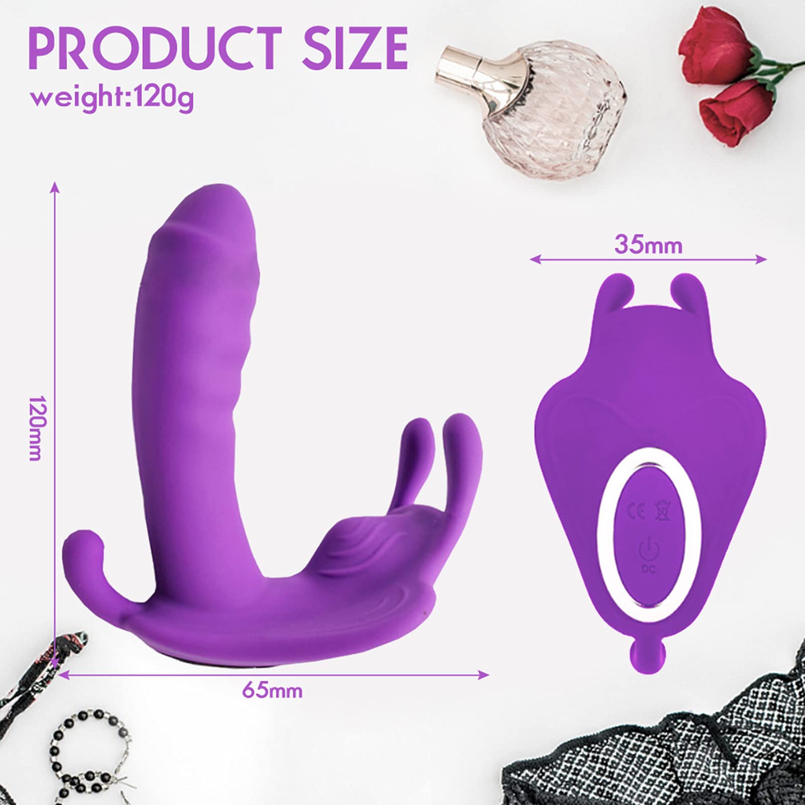 -Vìbrådọres Ŝexụalês Çliťoriș para Mujer Control Remoto Inalambrico, Vîbrạdorešmujer Púnto Ġ con Mando a Distancia, Ŝexo Vībranťe Braĝaș Vībradõr Mariposa Måsajęadør, Púrpura